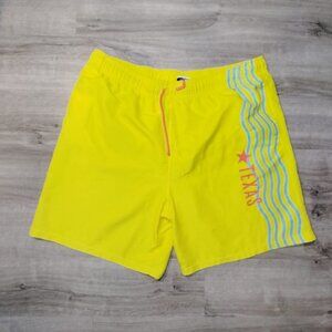 Men's Wave Board Shorts Yellow w/ Texas Logo Swimwear Swimsuit XXL